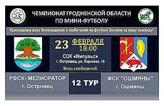 23 февраля в СОК «Импульс» состоится чемпионат Гродненской области по мини-футболу