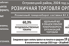 Розничная торговля организаций в Островецком районе в 2024 году (инфорграфика)